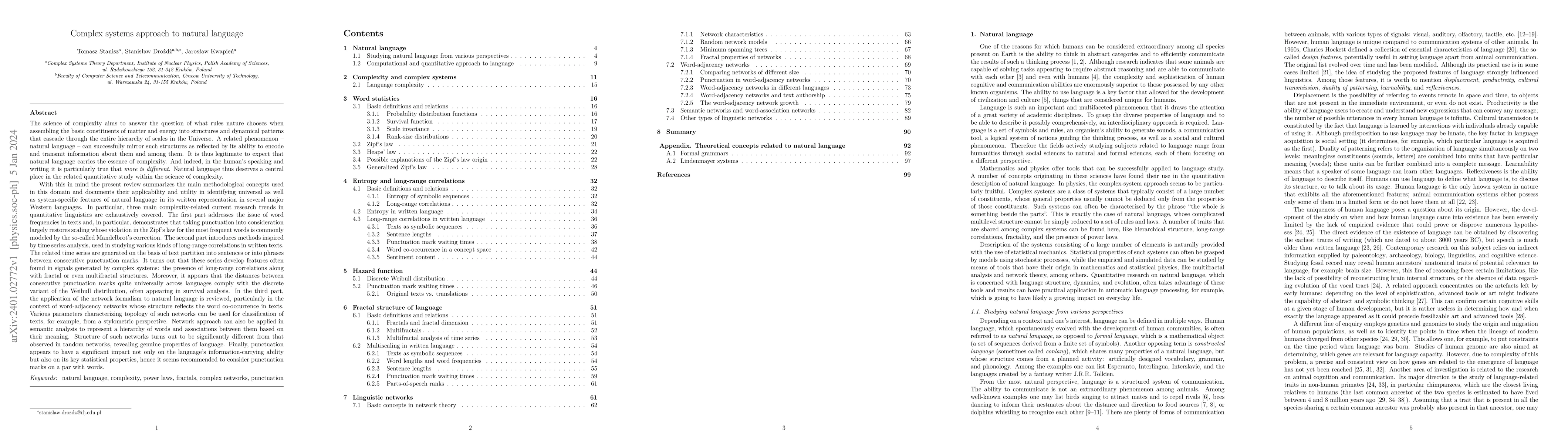 Thumbnail for Complex systems approach to natural language