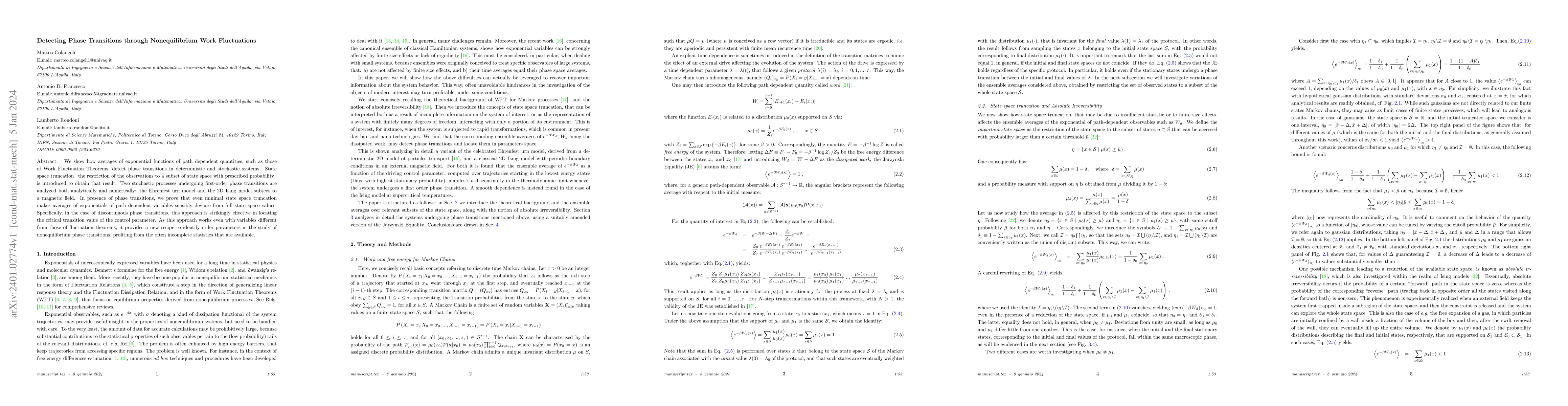 Thumbnail for Detecting Phase Transitions through Nonequilibrium Work Fluctuations