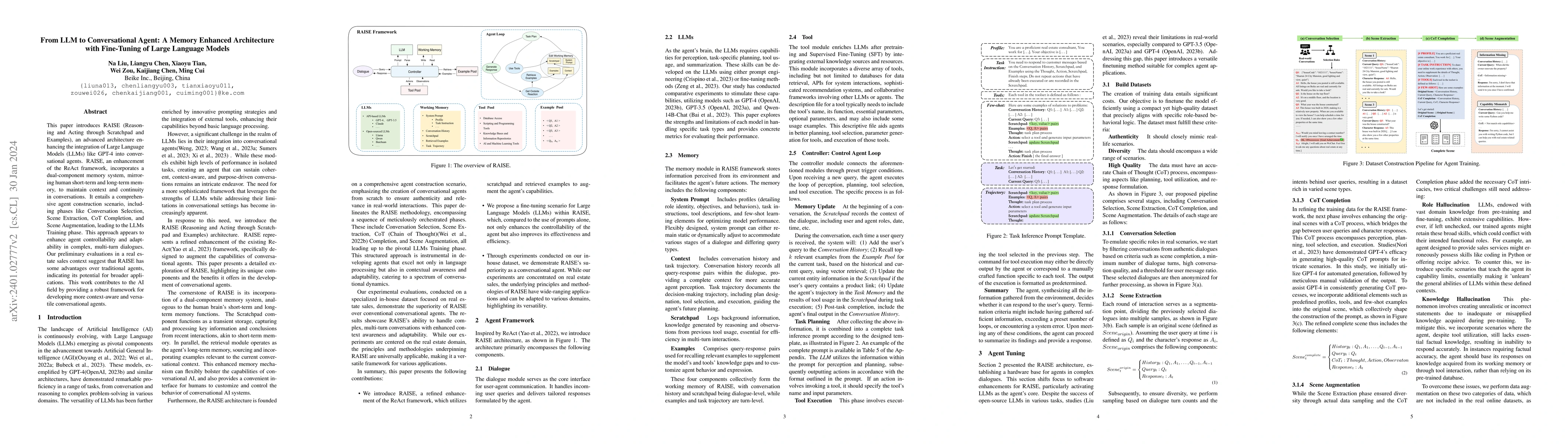 Thumbnail for From LLM to Conversational Agent: A Memory Enhanced Architecture with
  Fine-Tuning of Large Language Models