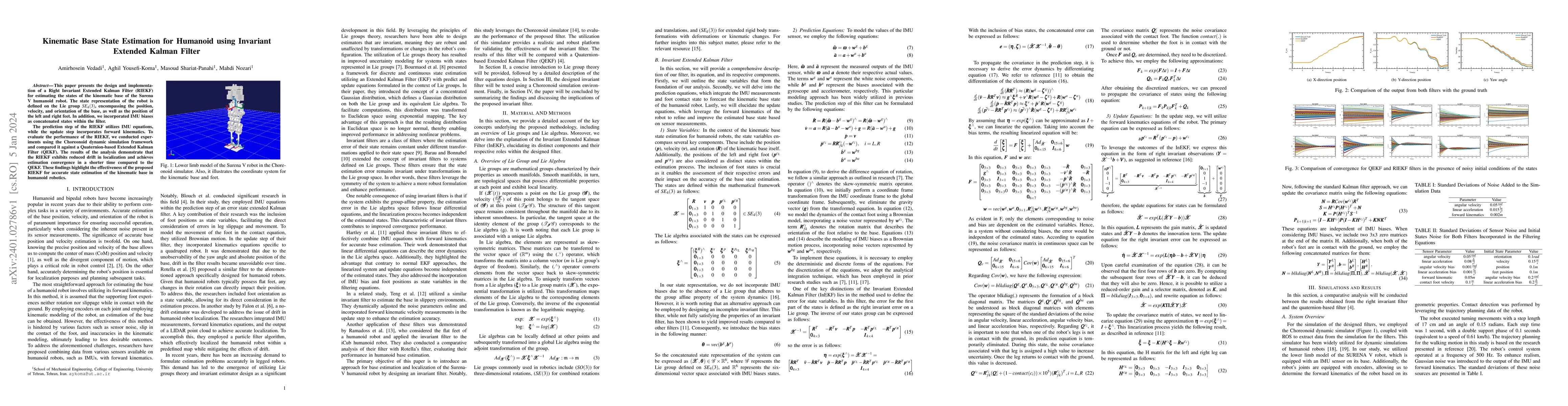 Thumbnail for Kinematic Base State Estimation for Humanoid using Invariant Extended
  Kalman Filter