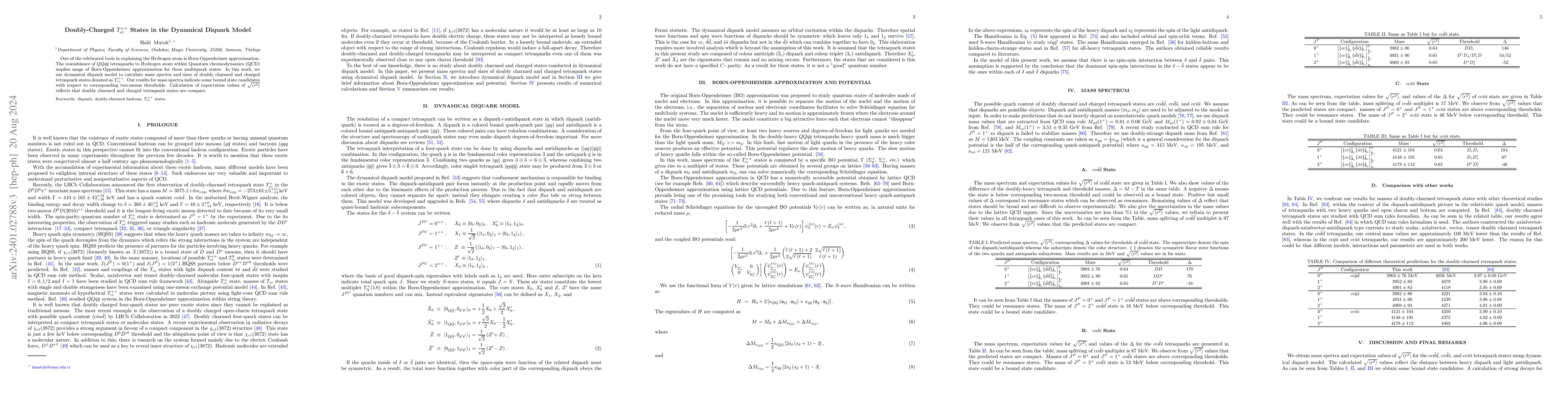 Thumbnail for Doubly-Charged $T_{cc}^{++}$ States in the Dynamical Diquark Model