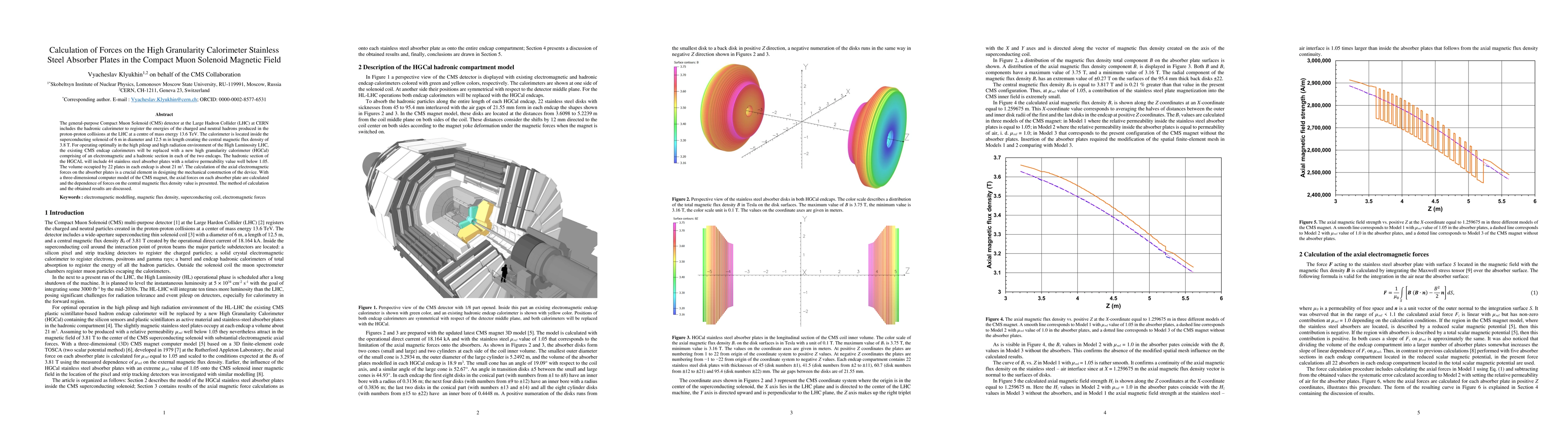 Thumbnail for Calculation of Forces on the High Granularity Calorimeter Stainless
  Steel Absorber Plates in the Compact Muon Solenoid Magnetic Field
