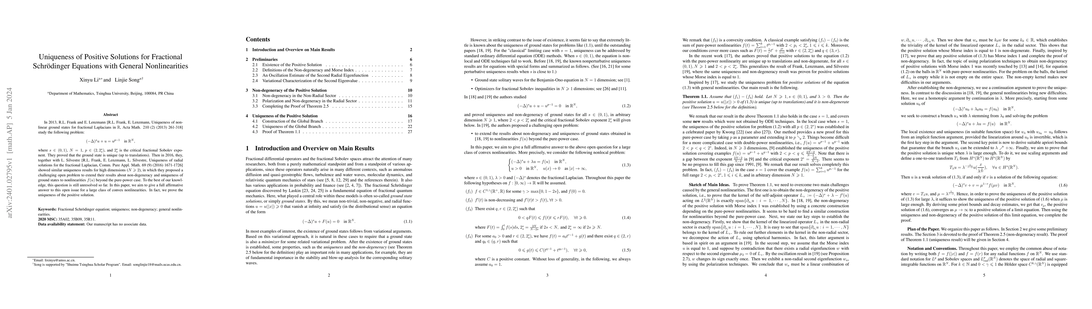 Thumbnail for Uniqueness of Positive Solutions for Fractional Schr\"{o}dinger
  Equations with General Nonlinearities