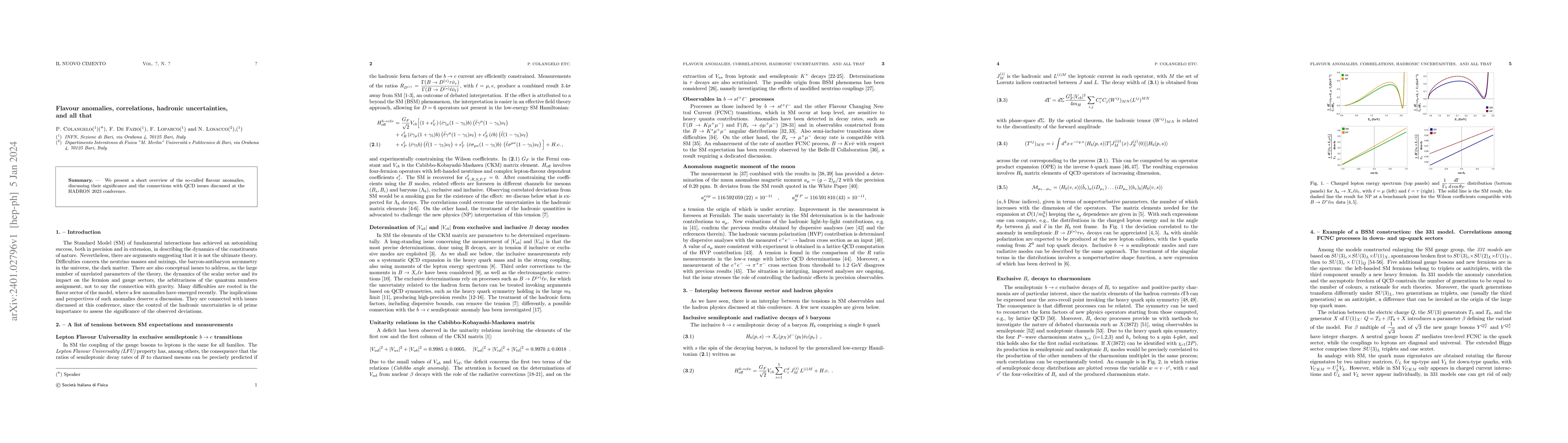 Thumbnail for Flavour anomalies, correlations, hadronic uncertainties, and all that