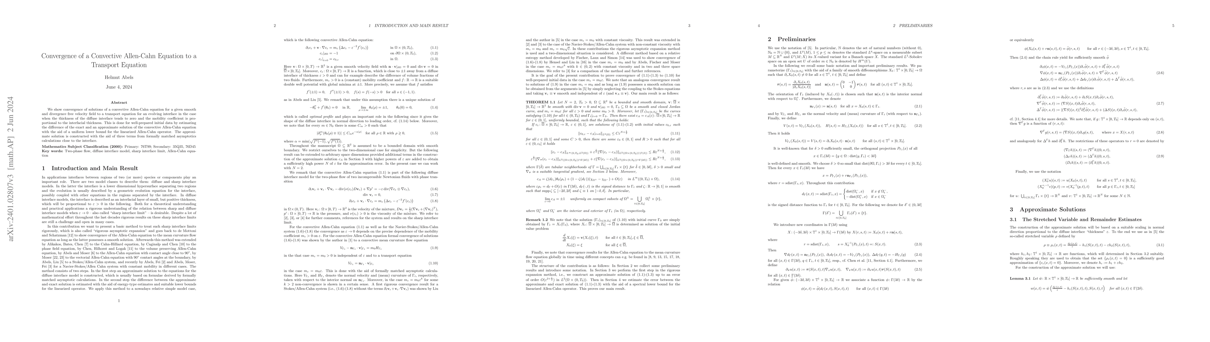 Thumbnail for Convergence of a Convective Allen-Cahn Equation to a Transport Equation