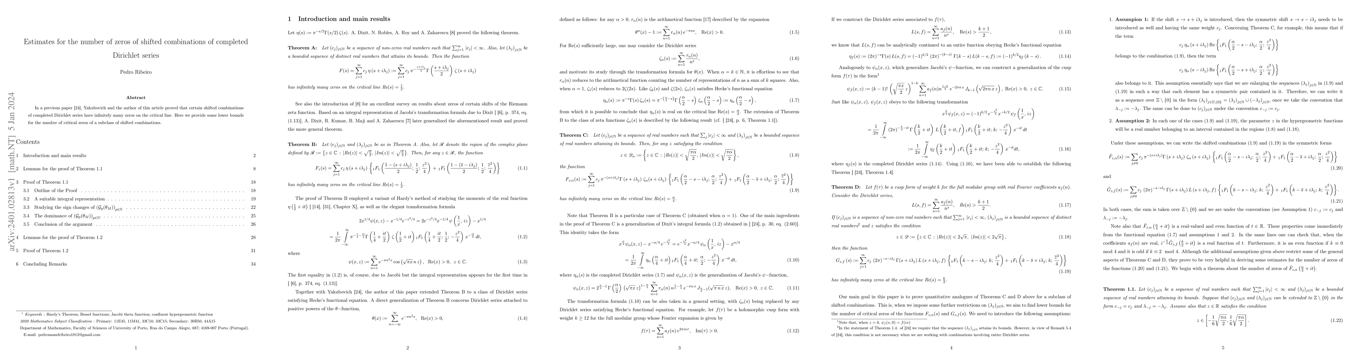 Thumbnail for Estimates for the number of zeros of shifted combinations of completed
  Dirichlet series
