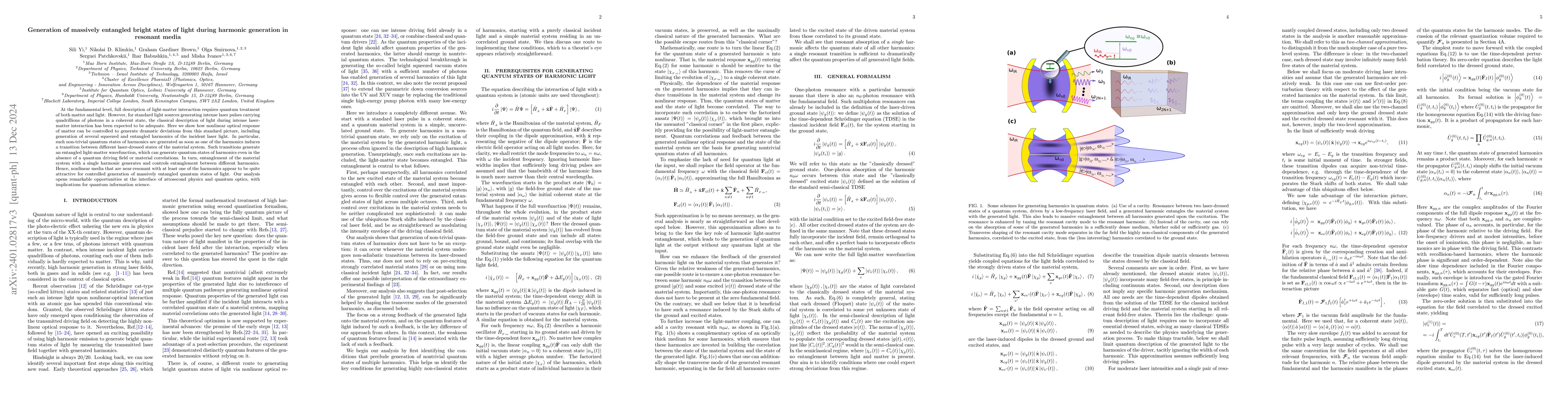 Thumbnail for Generation of massively entangled bright states of light during harmonic
  generation in resonant media