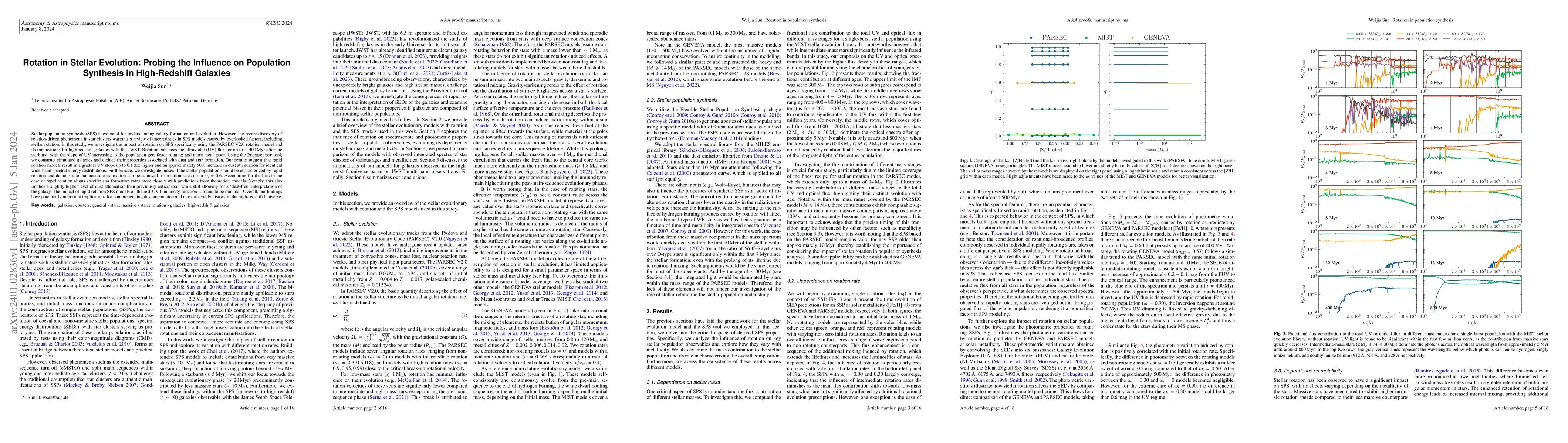 Thumbnail for Rotation in Stellar Evolution: Probing the Influence on Population
  Synthesis in High-Redshift Galaxies