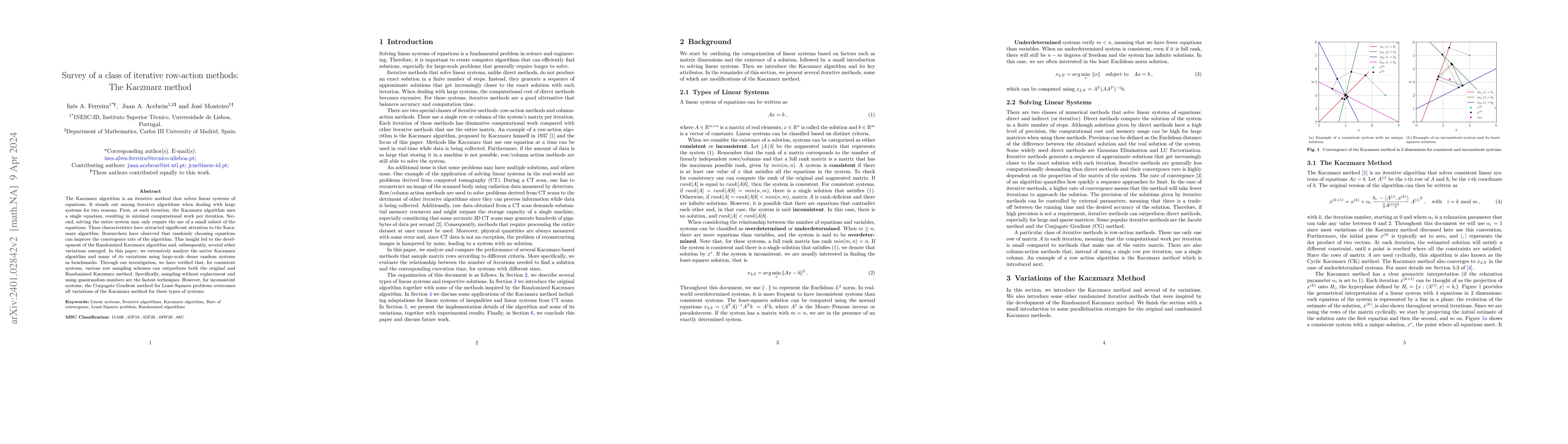 Thumbnail for Survey of a Class of Iterative Row-Action Methods: The Kaczmarz Method