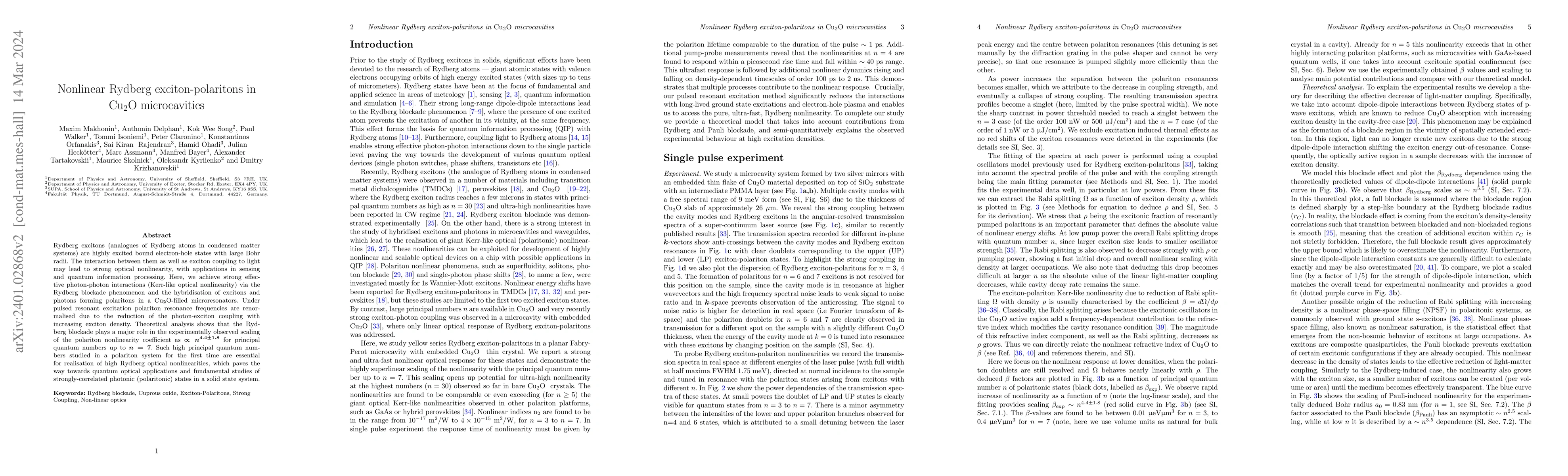 Thumbnail for Nonlinear Rydberg exciton-polaritons in Cu$_2$O microcavities