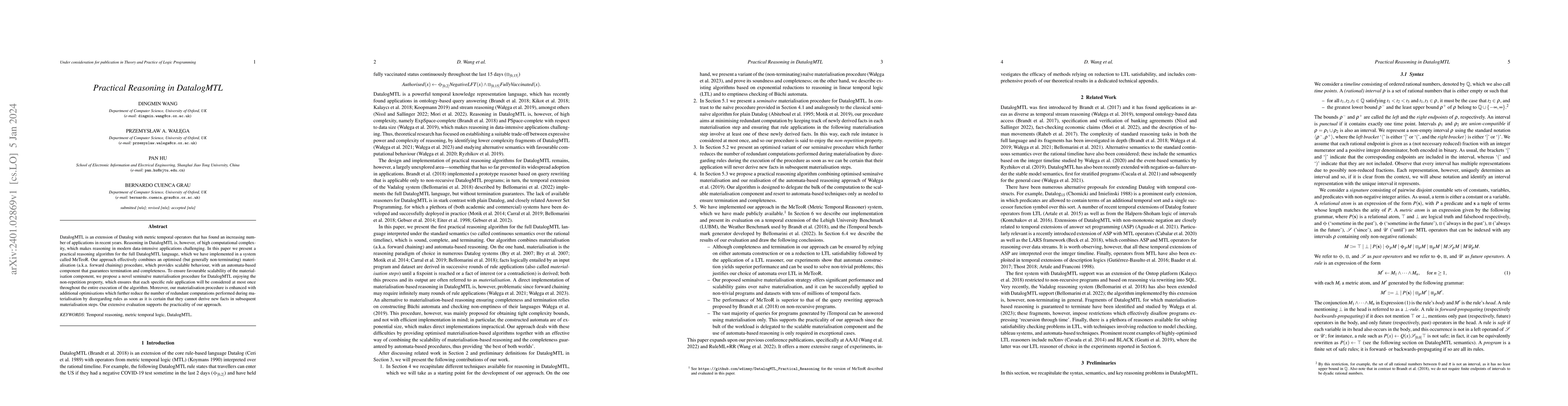 Thumbnail for Practical Reasoning in DatalogMTL