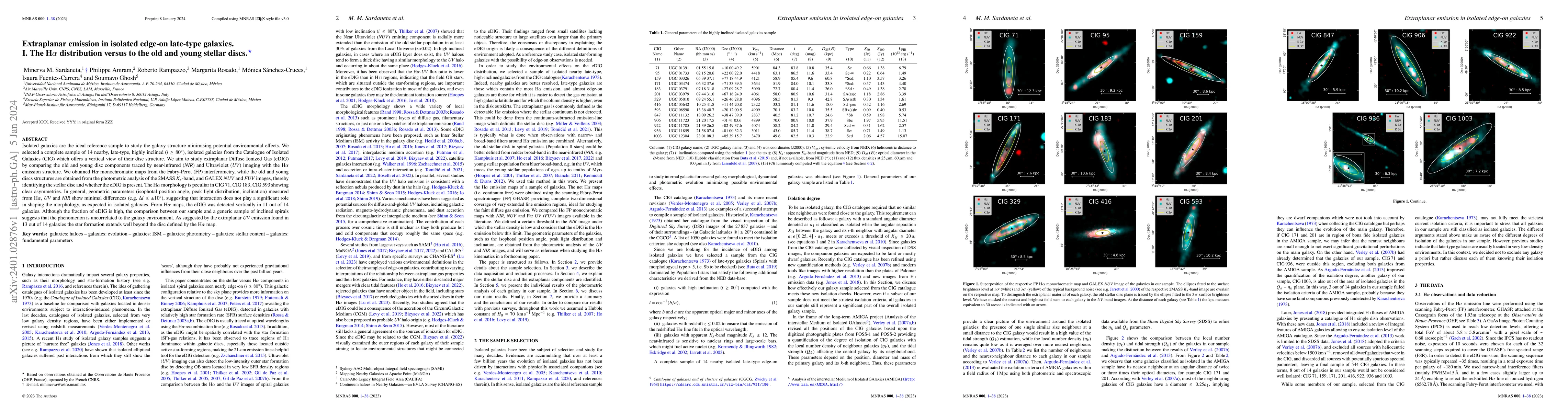 Thumbnail for Extraplanar emission in isolated edge-on late-type galaxies. I. The
  H$\alpha$ distribution versus to the old and young stellar discs