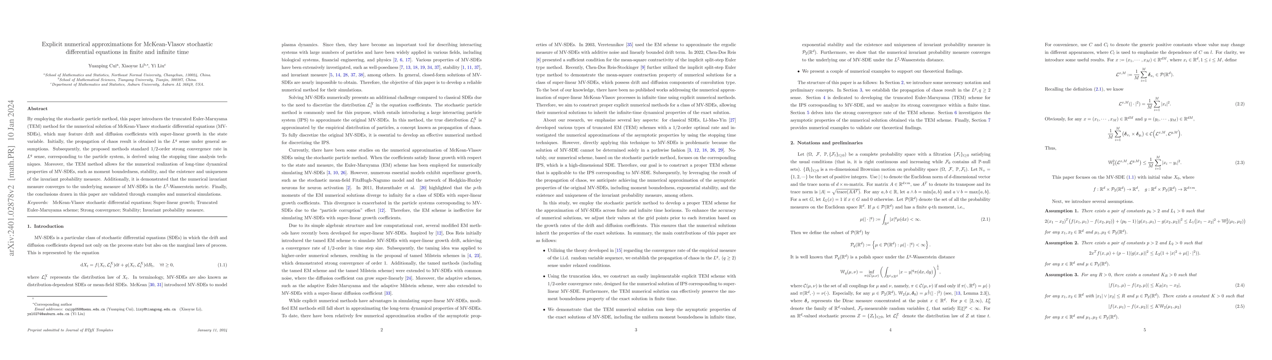 Thumbnail for Explicit numerical approximations for McKean-Vlasov stochastic
  differential equations in finite and infinite time