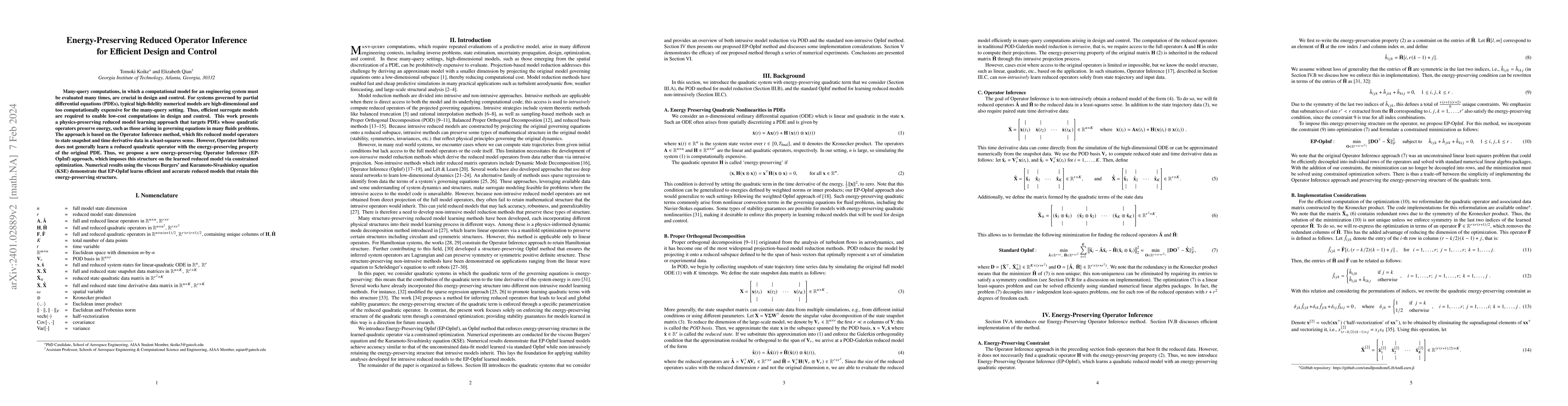 Thumbnail for Energy-Preserving Reduced Operator Inference for Efficient Design and
  Control
