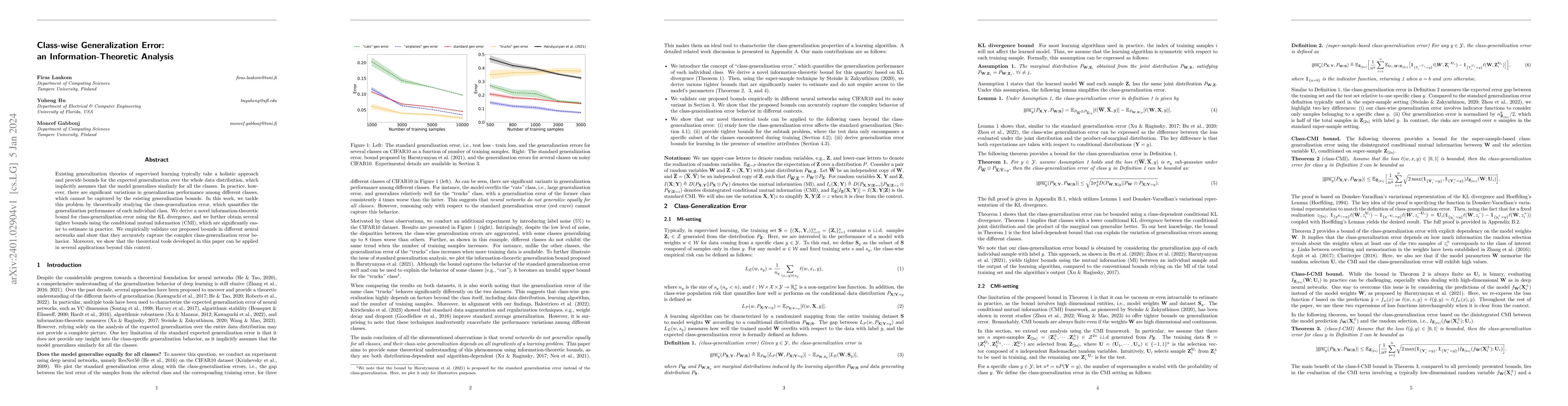 Thumbnail for Class-wise Generalization Error: an Information-Theoretic Analysis