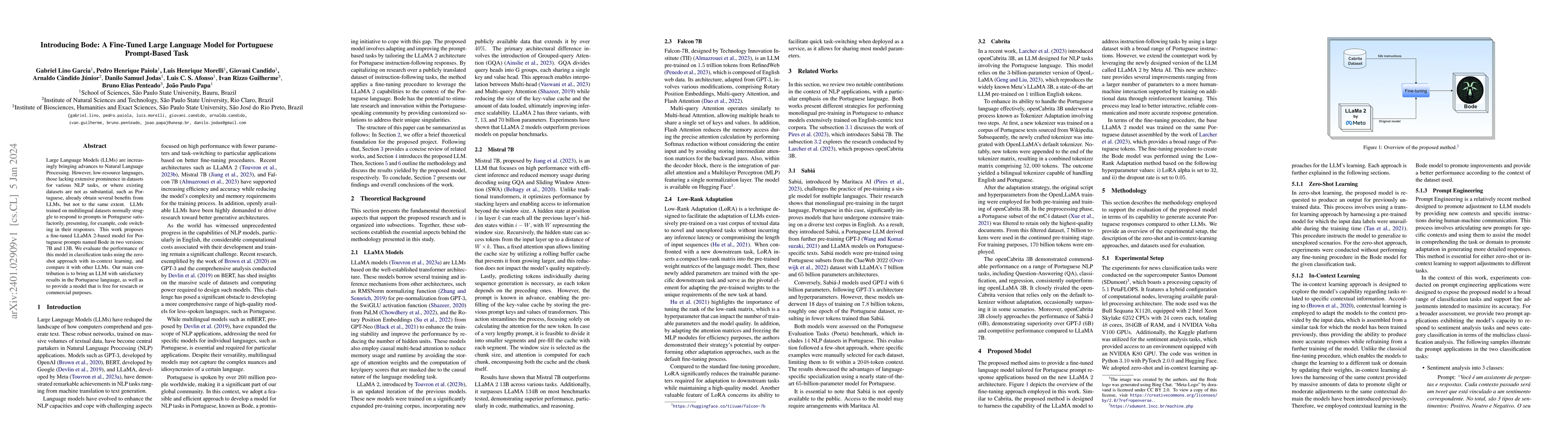 Thumbnail for Introducing Bode: A Fine-Tuned Large Language Model for Portuguese
  Prompt-Based Task