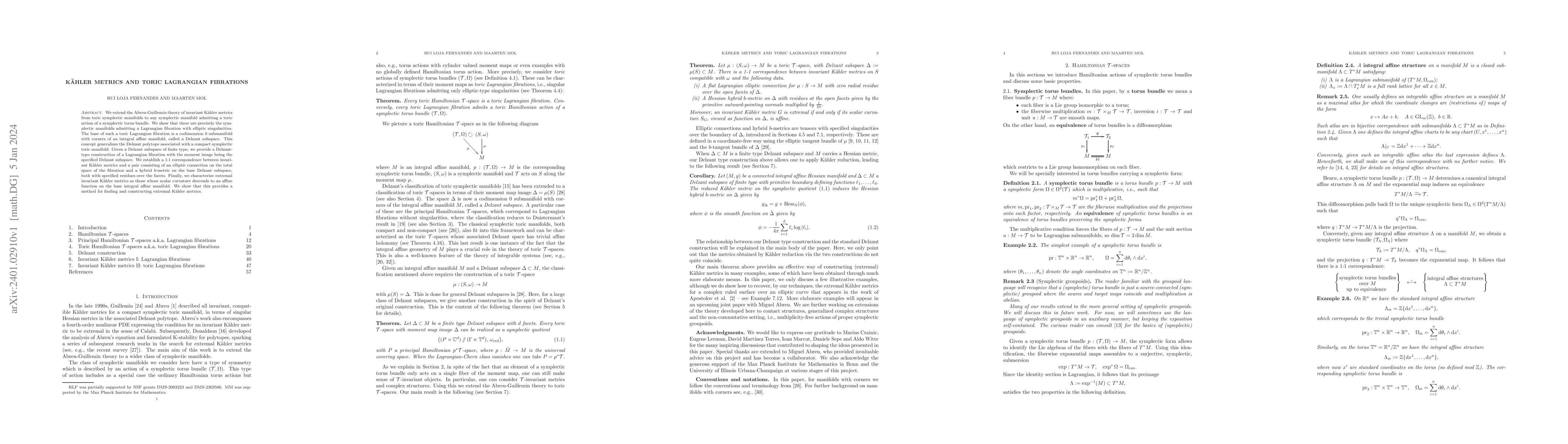 Thumbnail for K\"ahler metrics and toric Lagrangian fibrations