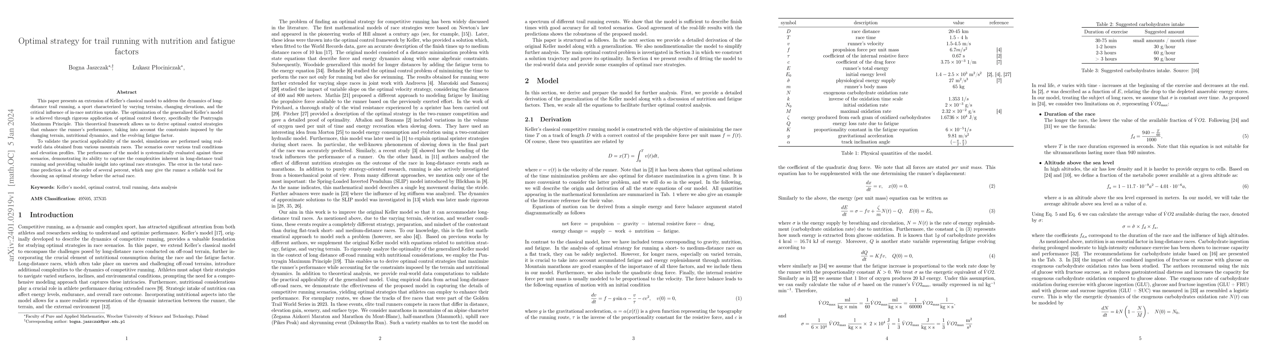 Thumbnail for Optimal strategy for trail running with nutrition and fatigue factors
