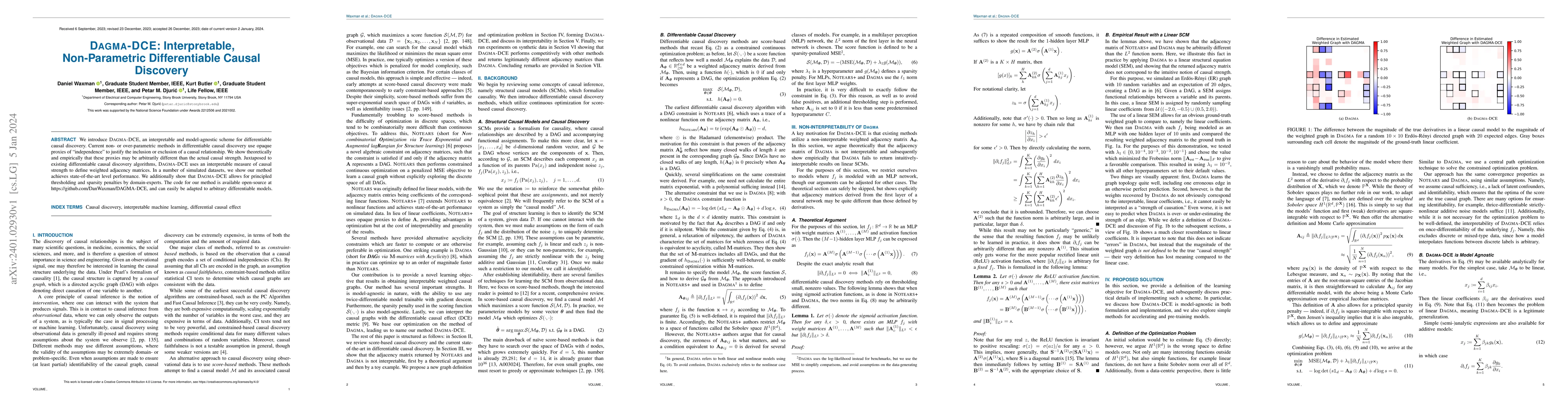 Thumbnail for Dagma-DCE: Interpretable, Non-Parametric Differentiable Causal Discovery