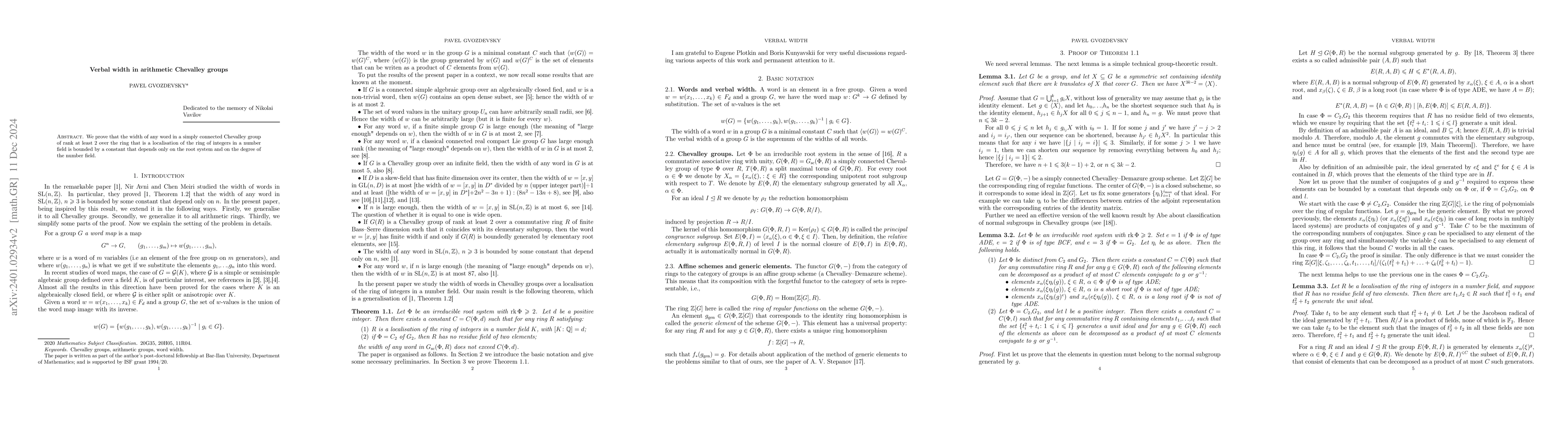 Thumbnail for Verbal width in arithmetic Chevalley groups