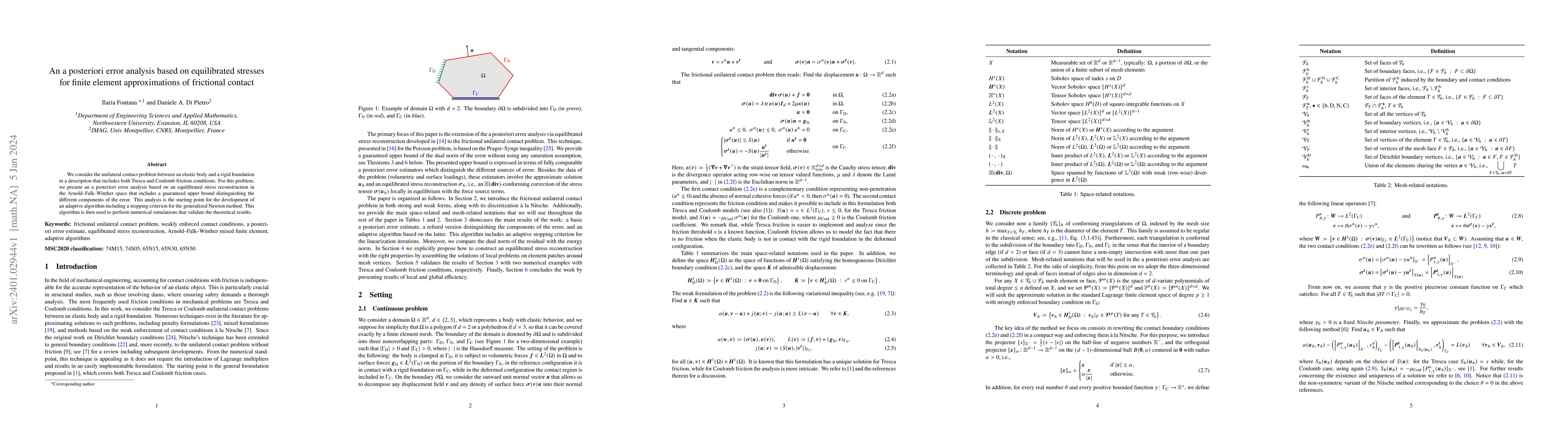 Thumbnail for An a posteriori error analysis based on equilibrated stresses for finite
  element approximations of frictional contact