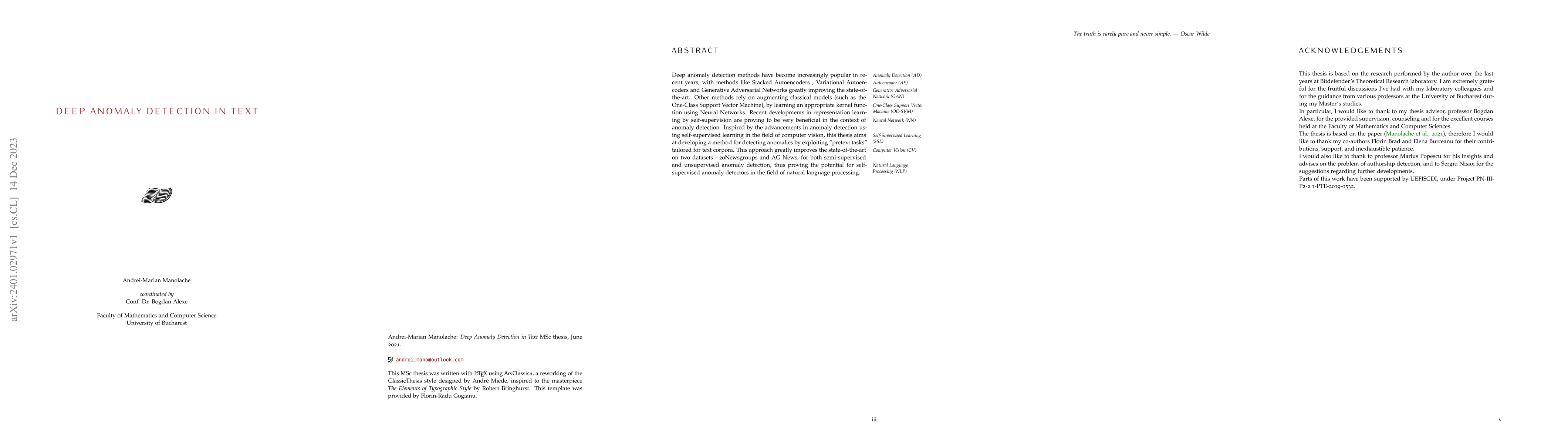 Thumbnail for Deep Anomaly Detection in Text
