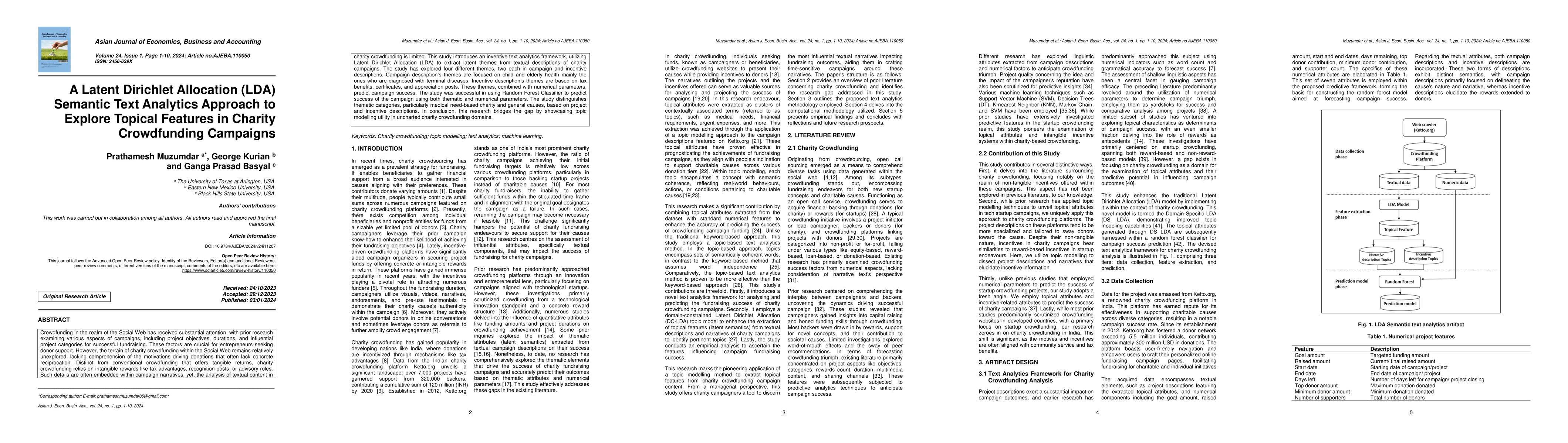 Thumbnail for A Latent Dirichlet Allocation (LDA) Semantic Text Analytics Approach to
  Explore Topical Features in Charity Crowdfunding Campaigns