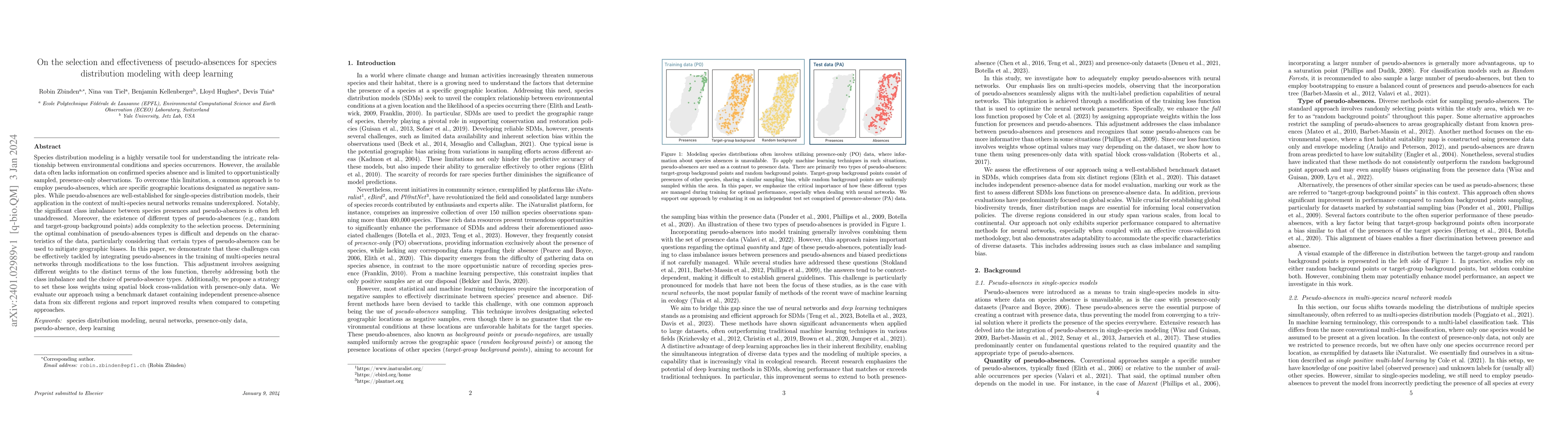 Thumbnail for On the selection and effectiveness of pseudo-absences for species
  distribution modeling with deep learning