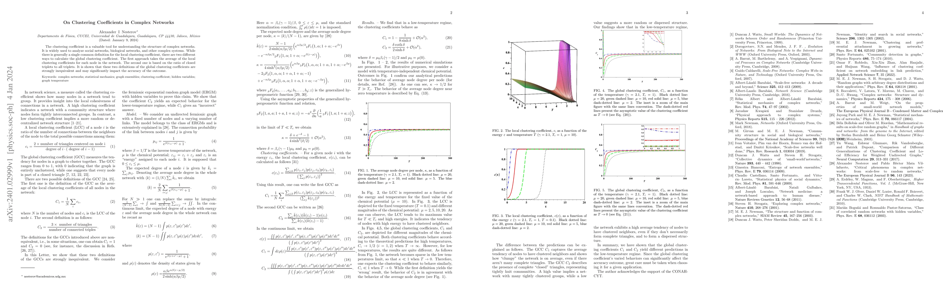 Thumbnail for On Clustering Coefficients in Complex Networks