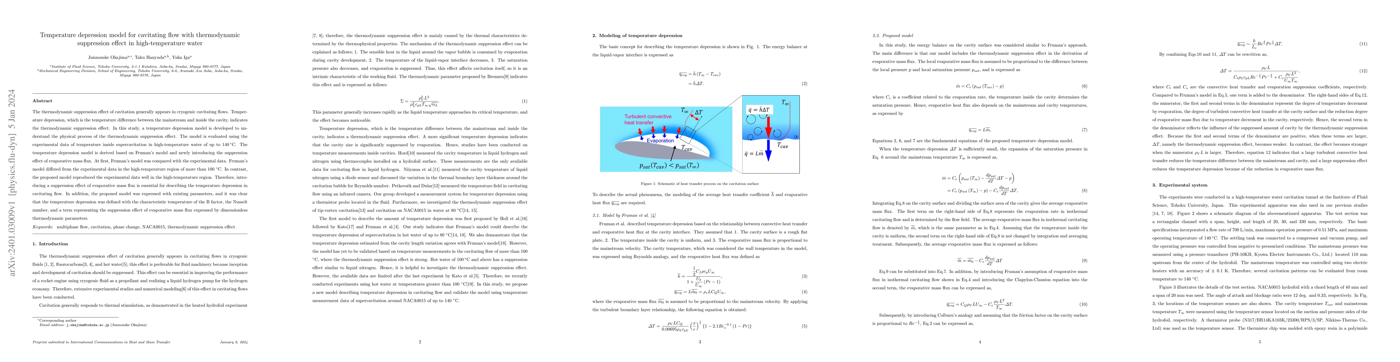 Thumbnail for Temperature depression model for cavitating flow with thermodynamic
  suppression effect in high-temperature water