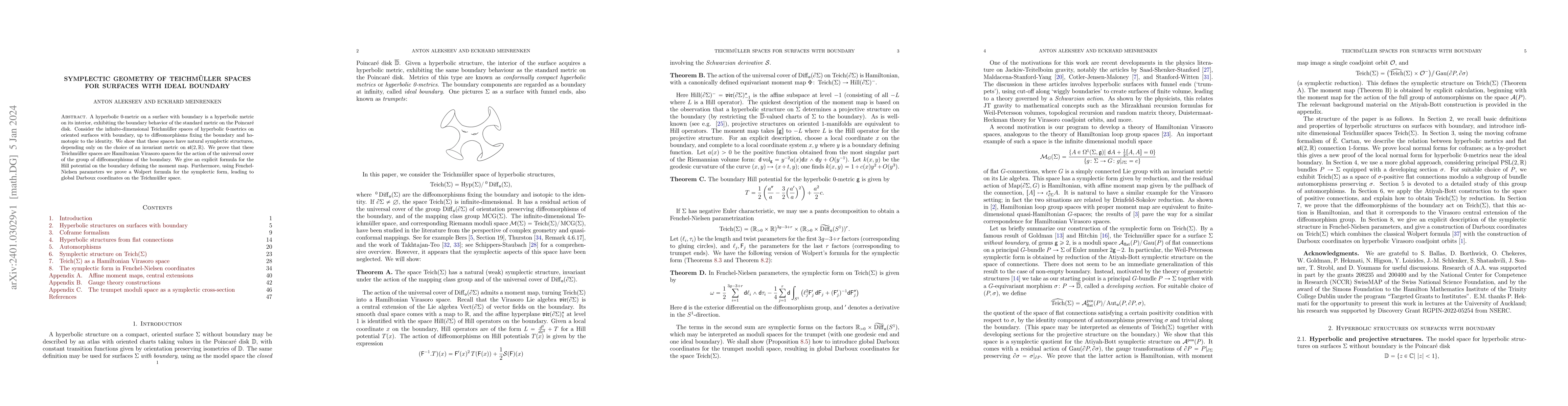 Thumbnail for Symplectic geometry of Teichm\"uller spaces for surfaces with ideal
  boundary