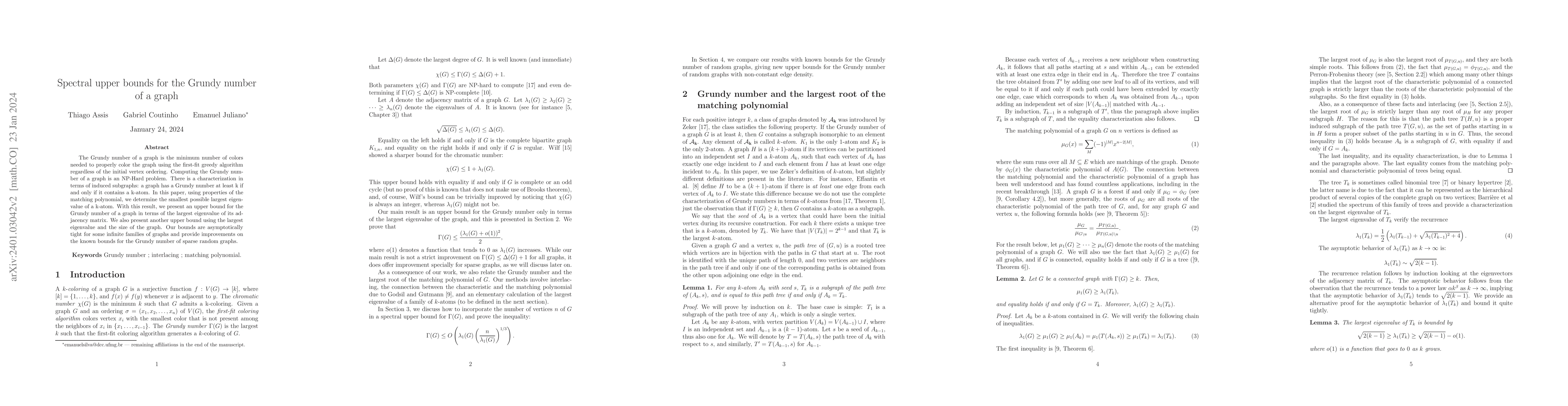 Thumbnail for Spectral upper bounds for the Grundy number of a graph