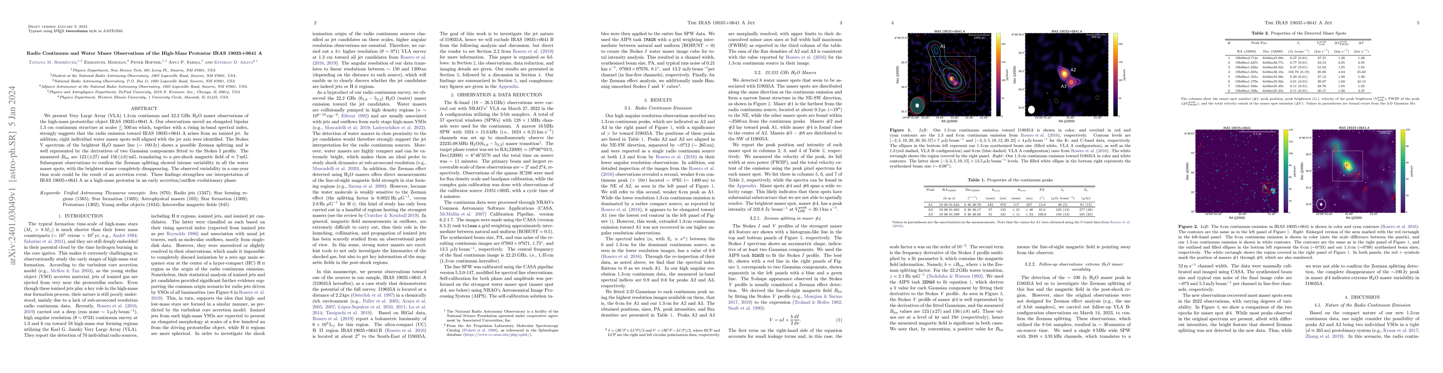 Thumbnail for Radio Continuum and Water Maser Observations of the High-Mass Protostar
  IRAS 19035+0641 A