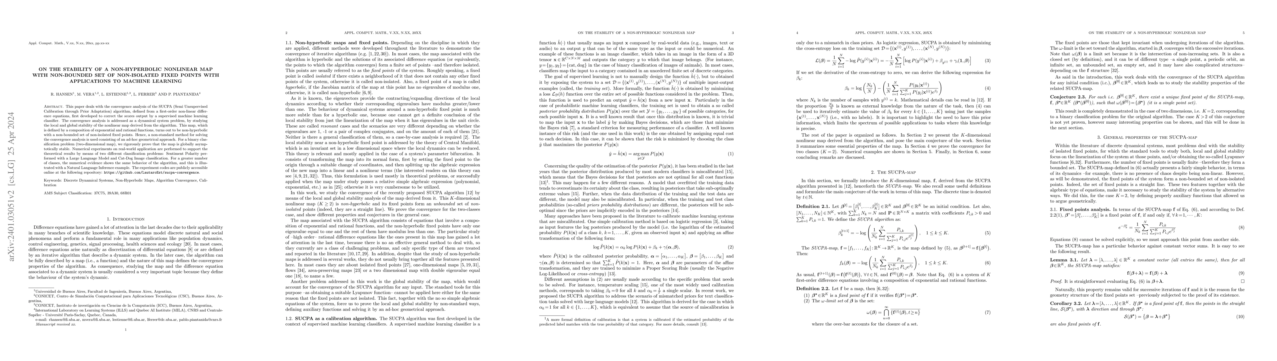 Thumbnail for On the Stability of a non-hyperbolic nonlinear map with non-bounded set
  of non-isolated fixed points with applications to Machine Learning