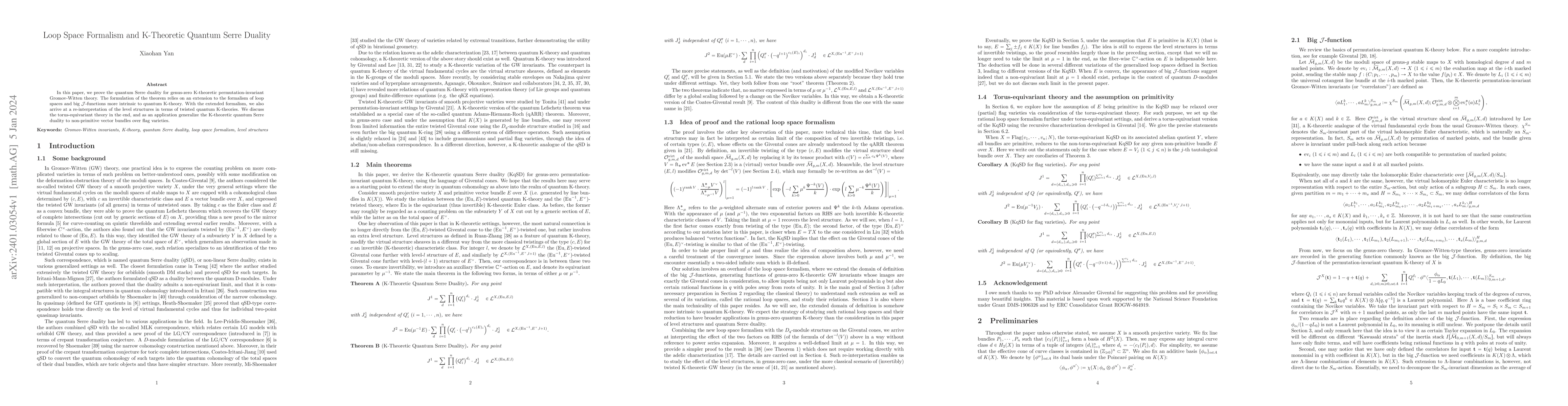 Thumbnail for Loop Space Formalism and K-Theoretic Quantum Serre Duality