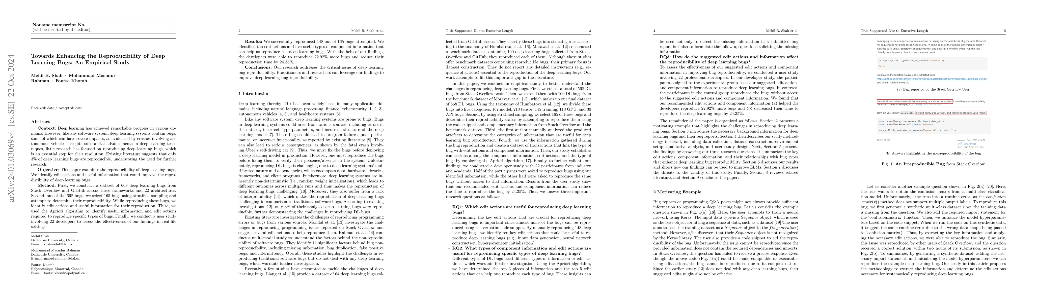 Thumbnail for Towards Enhancing the Reproducibility of Deep Learning Bugs: An
  Empirical Study
