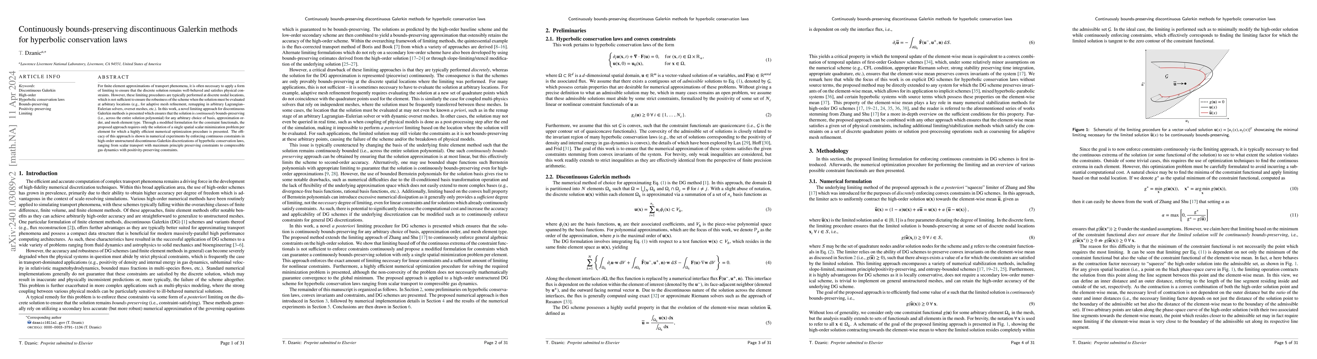 Thumbnail for Continuously bounds-preserving discontinuous Galerkin methods for
  hyperbolic conservation laws