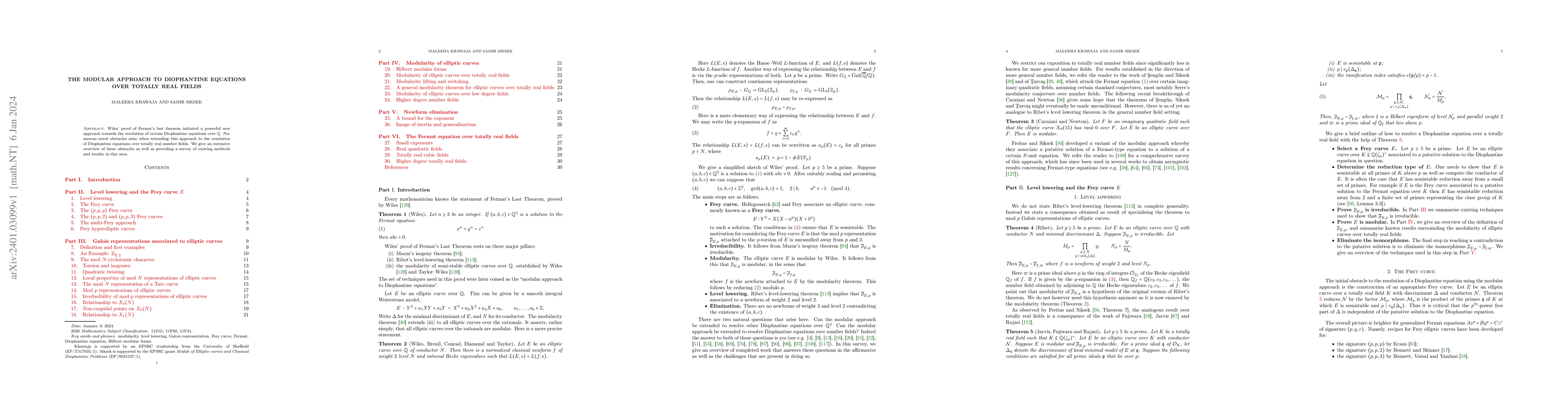 Thumbnail for The modular approach to Diophantine equations over totally real fields