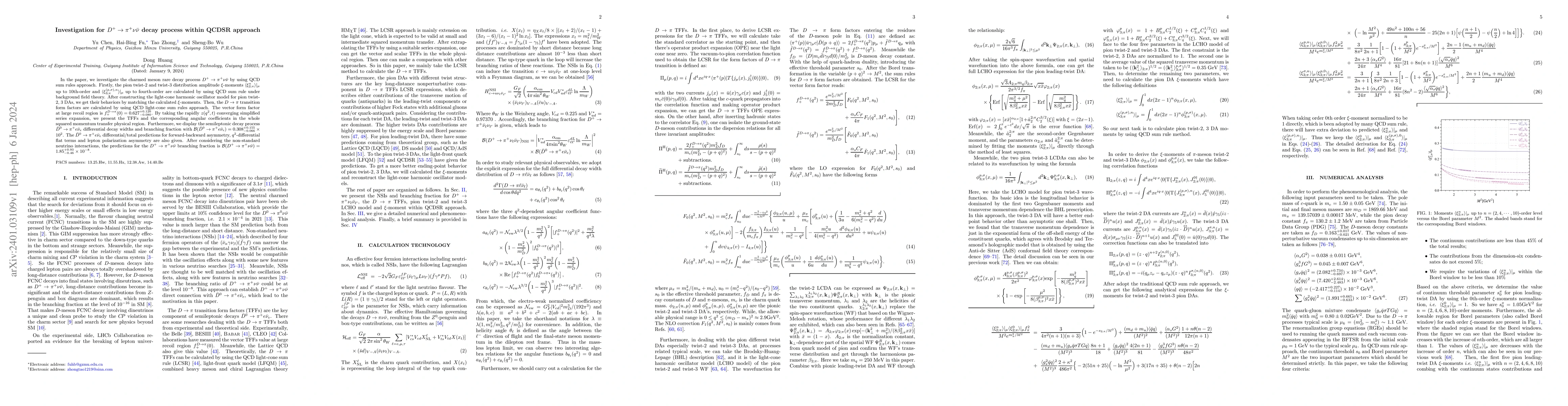Thumbnail for Investigation for $D^+ \to \pi^+ \nu\bar\nu$ decay process within QCDSR
  approach