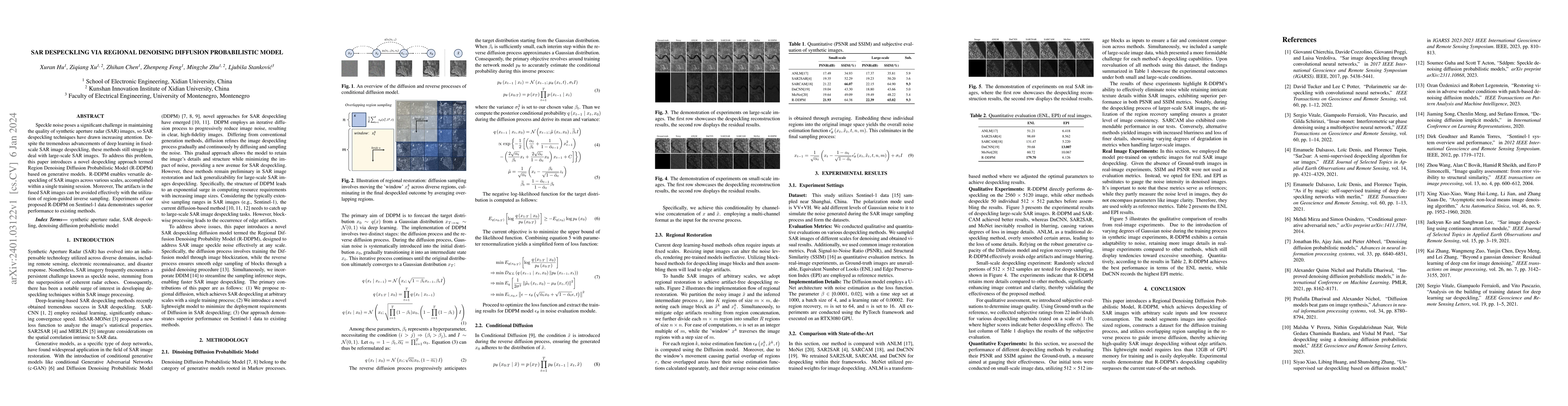Thumbnail for SAR Despeckling via Regional Denoising Diffusion Probabilistic Model