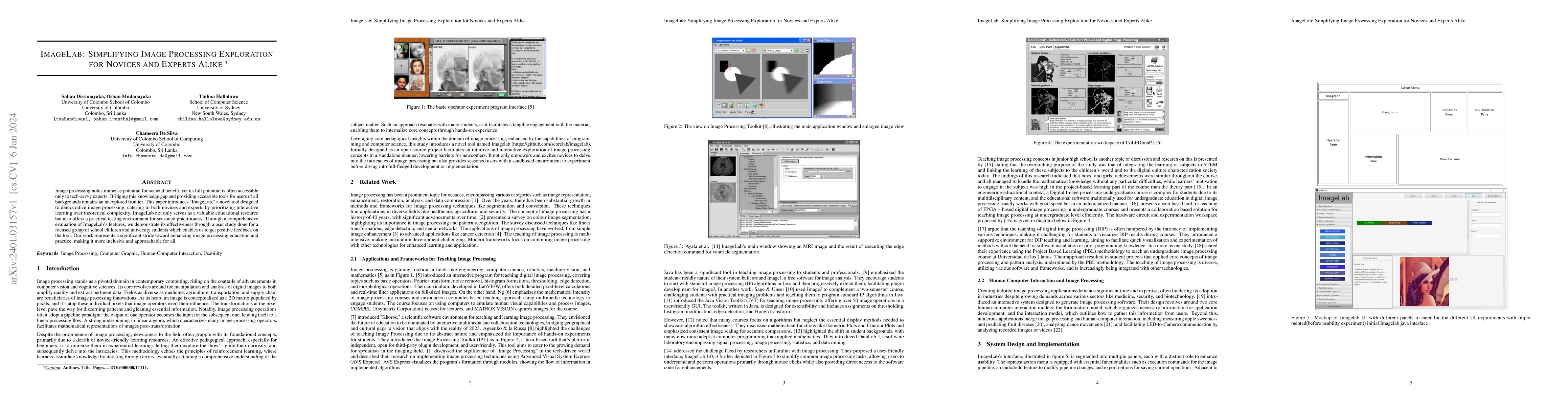 Thumbnail for ImageLab: Simplifying Image Processing Exploration for Novices and
  Experts Alike