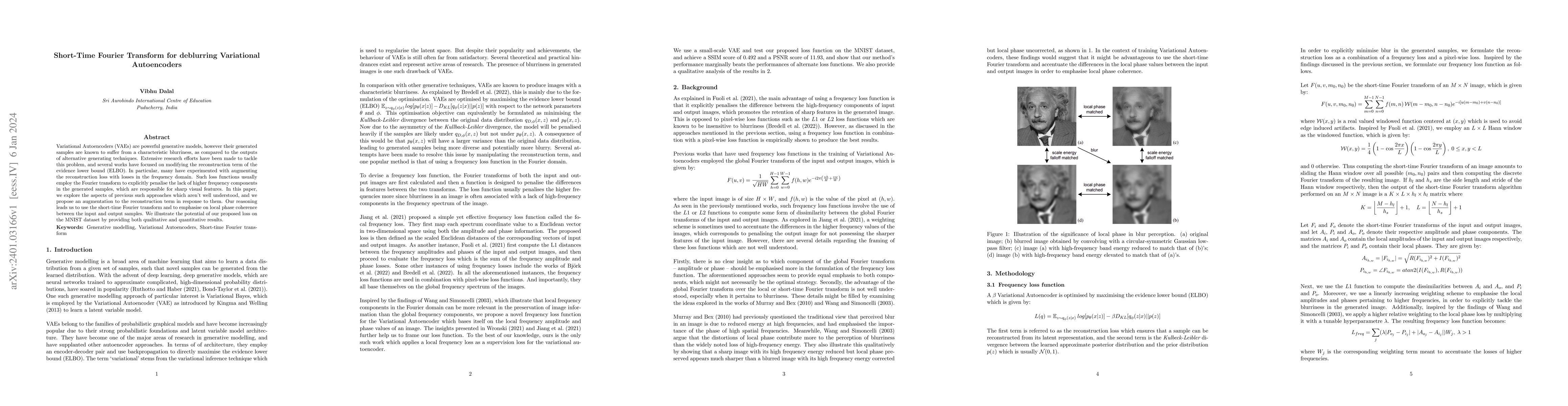 Thumbnail for Short-Time Fourier Transform for deblurring Variational Autoencoders