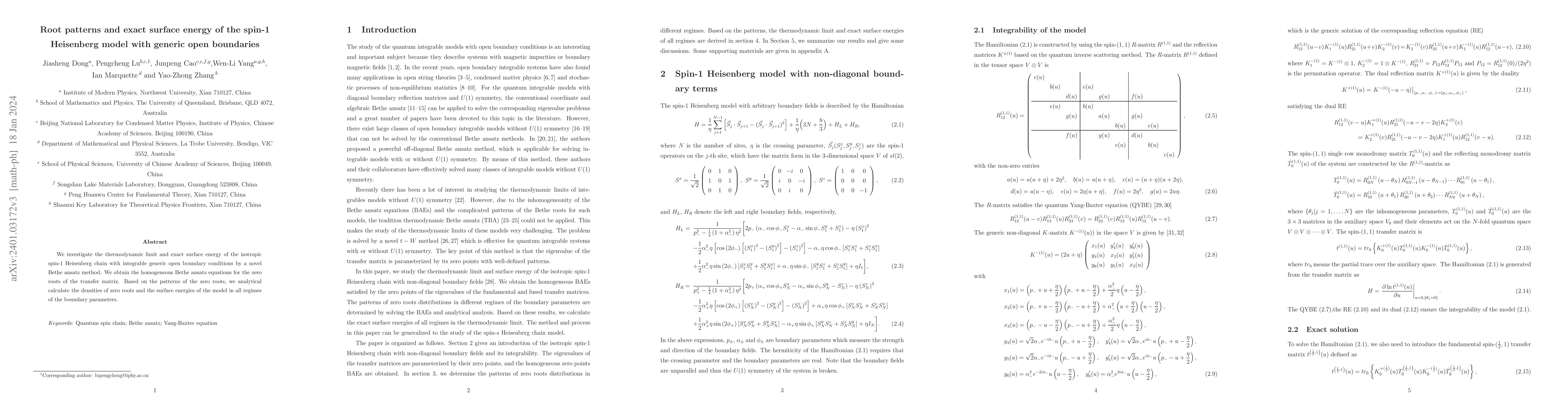Thumbnail for Root patterns and exact surface energy of the spin-1 Heisenberg model
  with generic open boundaries