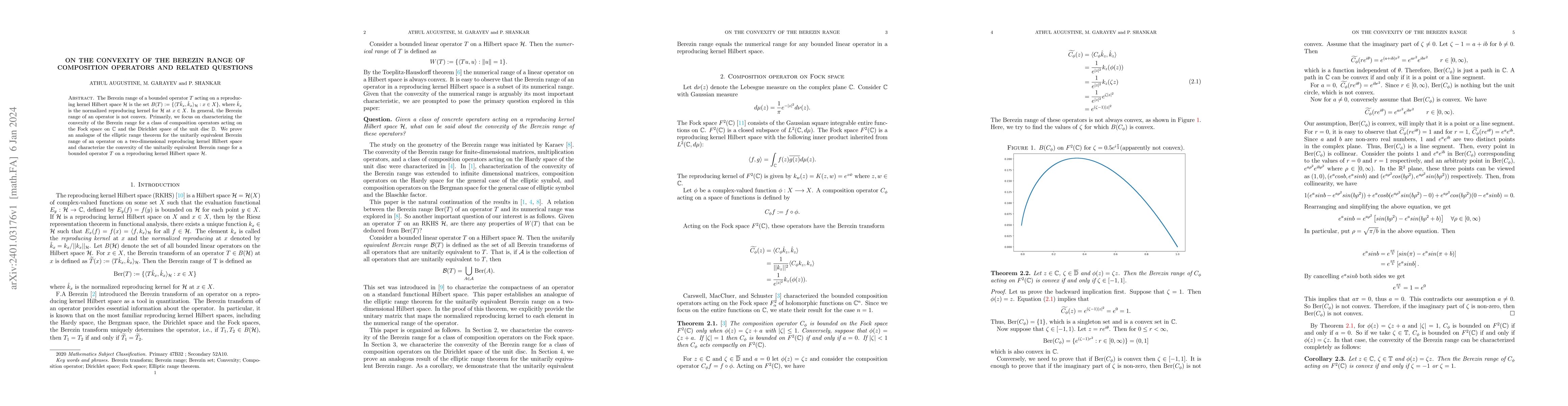 Thumbnail for On the convexity of the Berezin range of composition operators and
  related questions