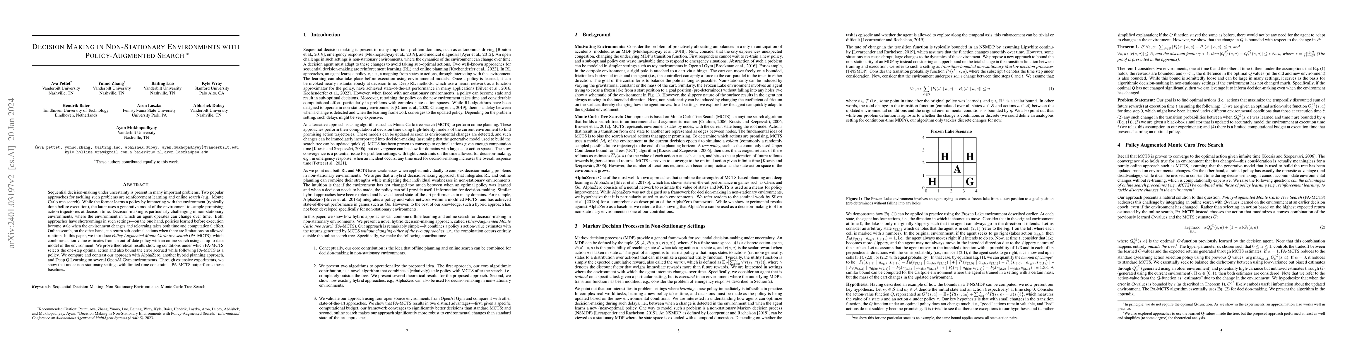 Thumbnail for Decision Making in Non-Stationary Environments with Policy-Augmented
  Search