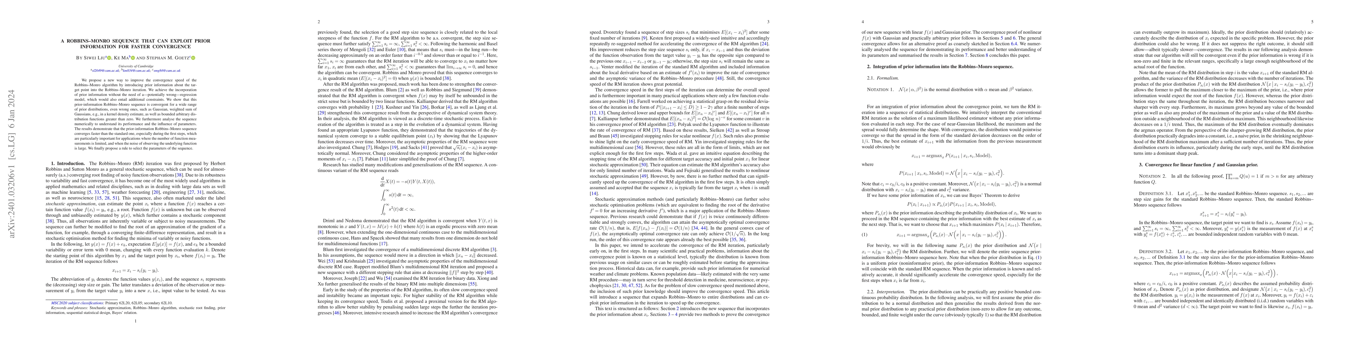 Thumbnail for A Robbins--Monro Sequence That Can Exploit Prior Information For Faster
  Convergence
