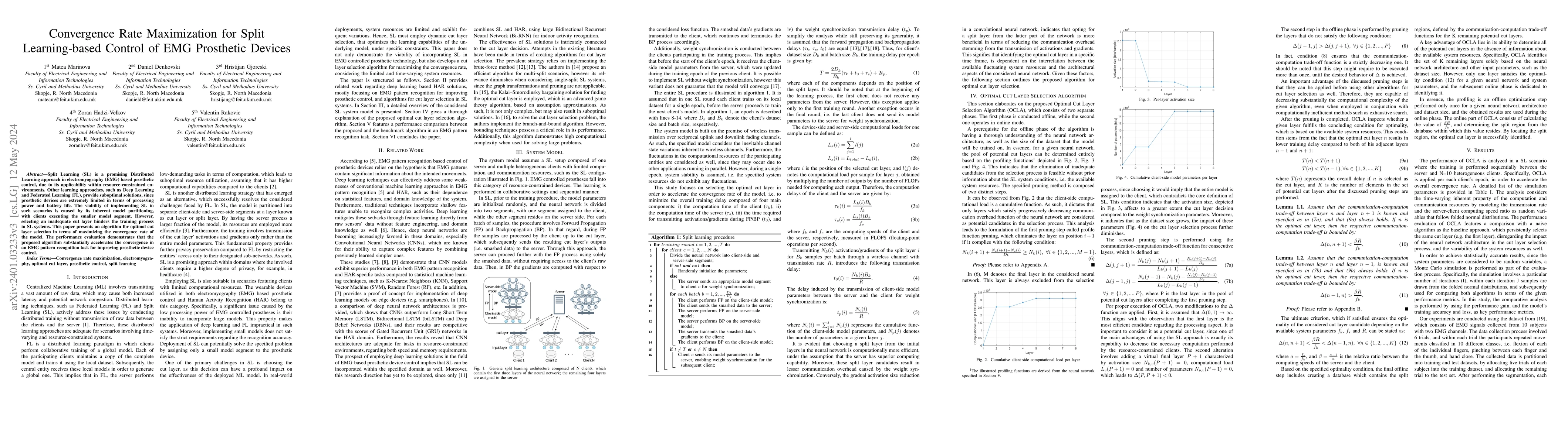 Thumbnail for Convergence Rate Maximization for Split Learning-based Control of EMG
  Prosthetic Devices