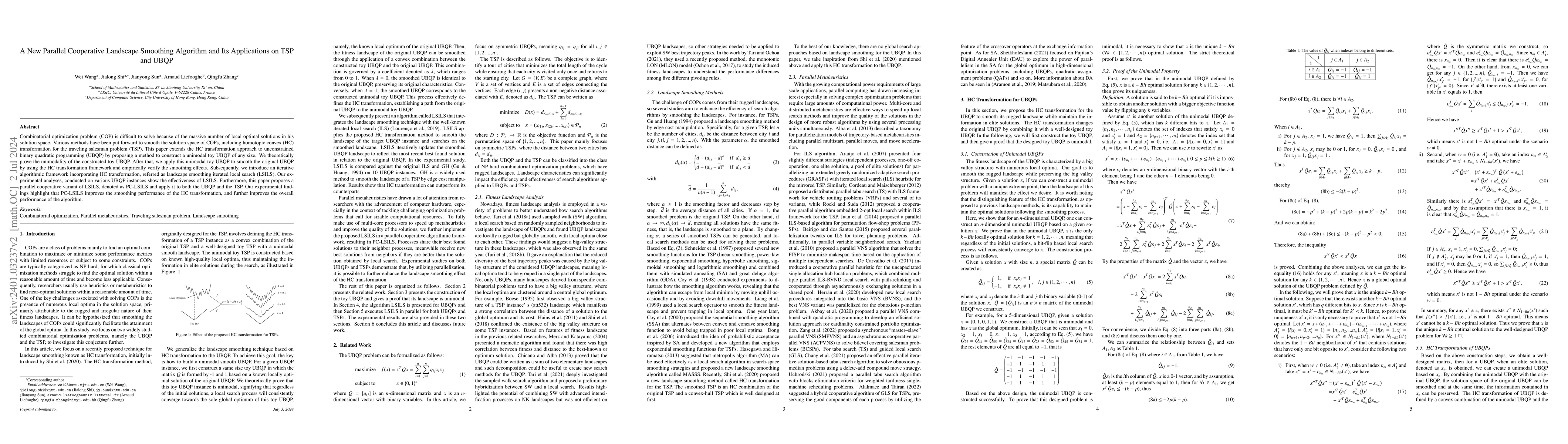 Thumbnail for A New Parallel Cooperative Landscape Smoothing Algorithm and Its
  Applications on TSP and UBQP