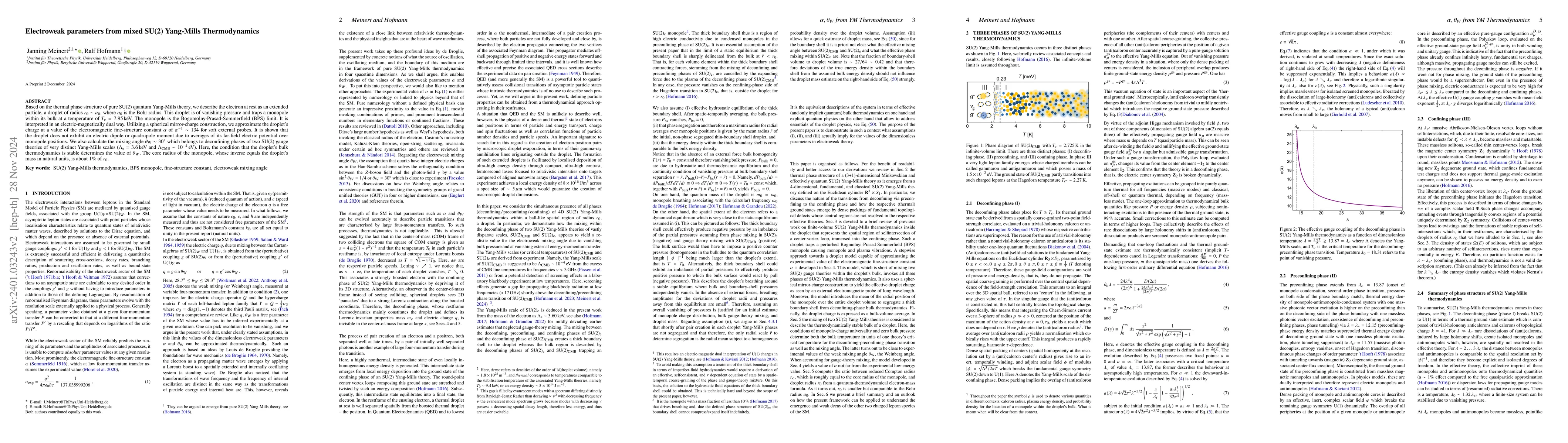 Thumbnail for Electroweak parameters from mixed SU(2) Yang-Mills Thermodynamics