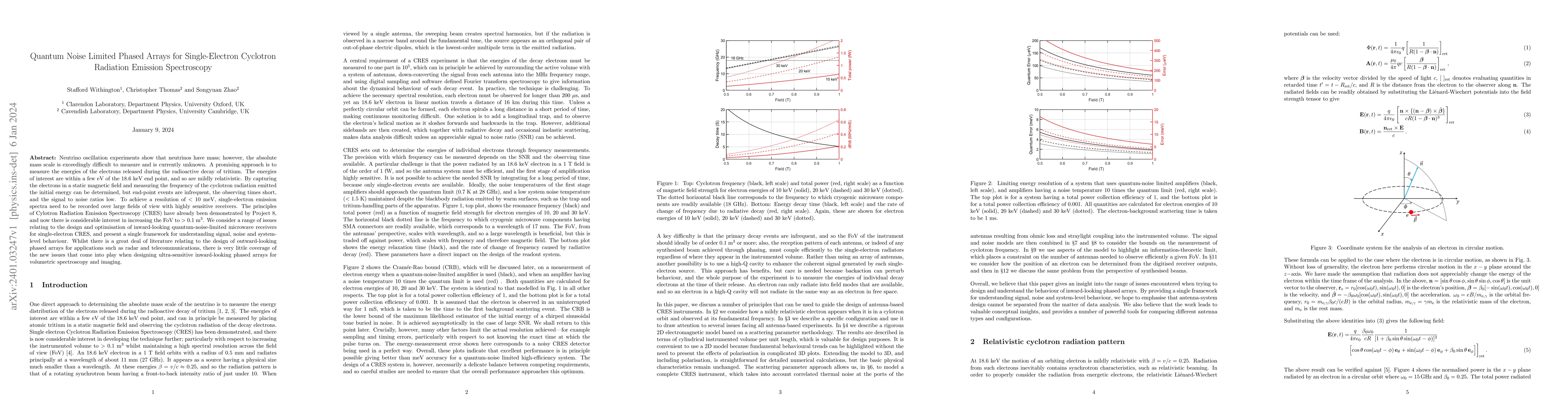 Thumbnail for Quantum Noise Limited Phased Arrays for Single-Electron Cyclotron
  Radiation Emission Spectroscopy